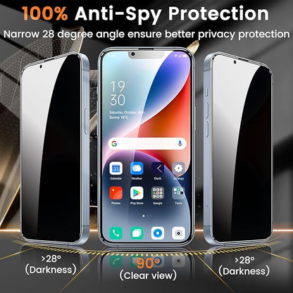 3+3 Pack Privacy Screen Protector for iPhone 14 6.1-Inch with 3 Pack Camera Lens Protector, Anti Spy Tempered Glass Film 9H Hardness Bubble Free Case Friendly
