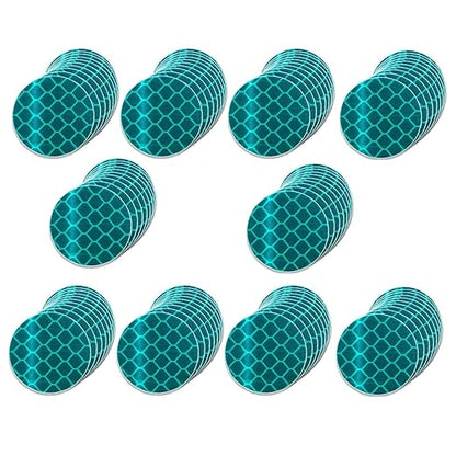 Non Fading Green Reflective Stickers 1-inch Diameter Round Reflector, Outdoor Waterproof High Visibility Warning Adhesive Tape (100 Pcs)
