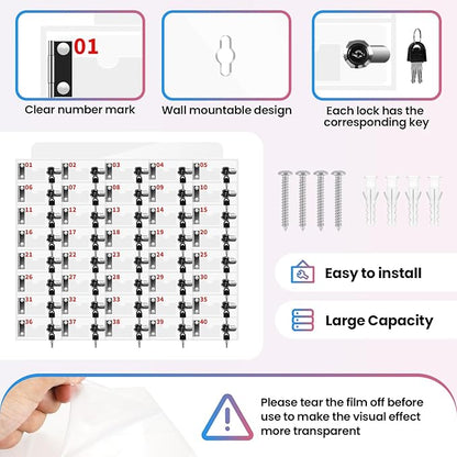 40 Slots Cell Phone Locker Box for Classroom Clear Acrylic Cell Phone Storage Cabinet with Door Locks and Keys for Classroom School Students Office Factory Employees
