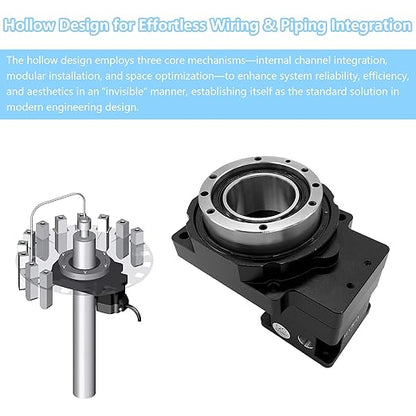 Hollow Rotary Actuator Ratio 10:1 High Accuracy Hollow Rotating Platform Rotary Positioners Suitable for Nema17 42mm Stepper Motor 40mm Servo Motor Substitutable for Direct Drive Motor Cam Indexer