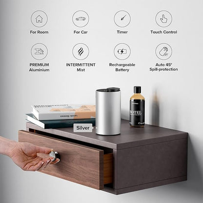 Waterless Essential Oil Diffuser Starter Kit with 30mL Hotel Scent Fragrance Oil Inspired by Ritz-C., Battery Operated Premium Portable Mini Scent Air Machine for Home Car Office, Gold ANX