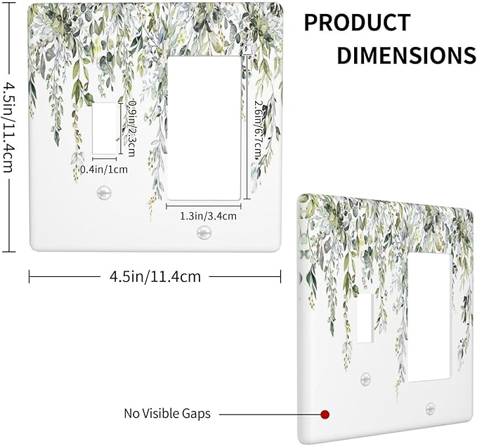 Outlet Covers Boho Farmhouse Flower Leaf Sage Green 1 Toggle 1 Rocker Combination Decorative Wall Plate Electrical Switch Plates Light Switch Cover Plate for Bedroom Cabin Decor
