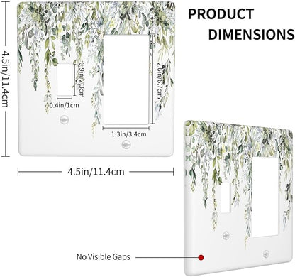 Outlet Covers Boho Farmhouse Flower Leaf Sage Green 1 Toggle 1 Rocker Combination Decorative Wall Plate Electrical Switch Plates Light Switch Cover Plate for Bedroom Cabin Decor