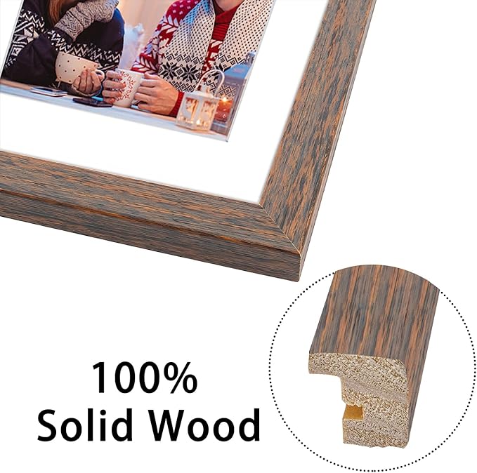 Golden State Art, Set of 3, 9x18 Distressed Brown Wood Frame - White Mat for Three 5x7 Pictures - Sawtooth Hangers- Swivel Tabs - Wall Mounting - Landscape/Portrait - Real Glass - Collage Frame