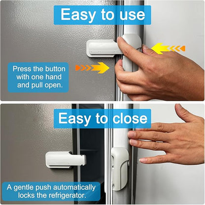 2 Pack Child Safety Refrigerator/Fridge/Freezer Door Lock, One Handed Operation & with Always Open Function, No Tools Need or Drill (Grey)