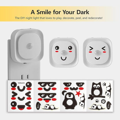 2 Pack Plug in Night Light with Motion Sensor & Dusk to Dawn Sensor, 3 Sensor Modes, Dimmable Night Lights Plug into Wall, Warm White Nightlight for Kids, Bathroom, Bedroom, Kitchen, Indoor