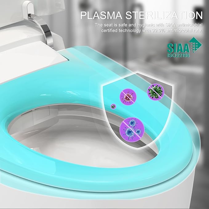 Smart Toilet with Automatic Lid Opening, Auto Flush, Heating seat, Instant Hot Water, Rinse Function, Warm Air Drying, Night Light, LED Display Light and Remote Control (ST-PLUS)