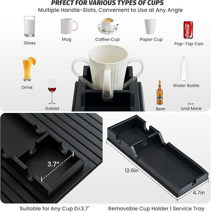 GEHE Detachable Couch Cup Holder, Anti Falling Sofa Arm Tray, Natural Bamboo Sofa Cup Holder More Safe for You Family, Portable Couch Arm Tray Armrest Table for Remote, Snacks, Phone, Drinks