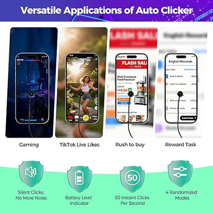 PAWFECTJEE Auto Clicker for iPhone Android, Gaming Screen Tapper with 50 Clicks/Sec, Ultra-Slow Mode, Compatible with iOS iPad, Live Likes & Rewards (Controller with 2 Click Heads)