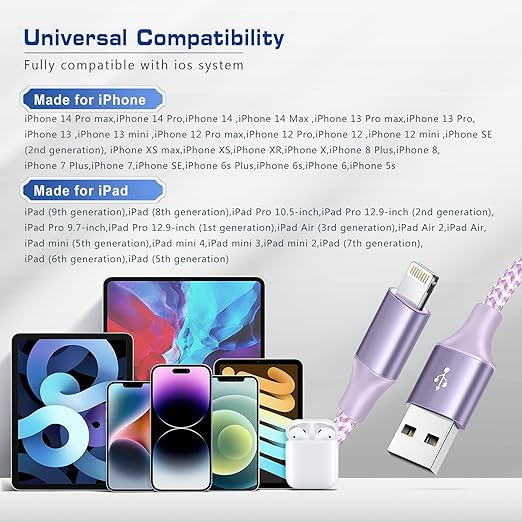 [Apple MFi Certified] Short iPhone Charger 1ft 3Pack,USB A to Lightning Cord Nylon Braided 12 Inch Fast Charging iPhone Cable Compatible with iPhone 14 13 12 11 Pro/Max/Mini Xs SE2/iPad for Car
