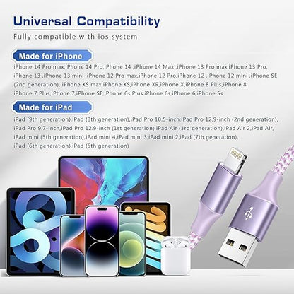 [Apple MFi Certified] Short iPhone Charger 1ft 3Pack,USB A to Lightning Cord Nylon Braided 12 Inch Fast Charging iPhone Cable Compatible with iPhone 14 13 12 11 Pro/Max/Mini Xs SE2/iPad for Car