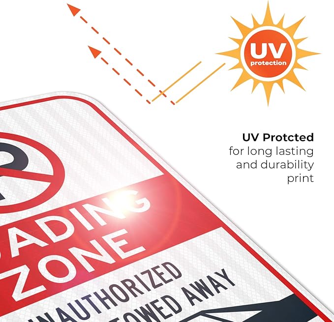 No Parking Symbol Sign, Loading Zone Sign, 12x18 Inches, 3M EGP Reflective .063 Aluminum, Fade Resistant, Easy Mounting, Indoor/Outdoor Use, Made in USA
