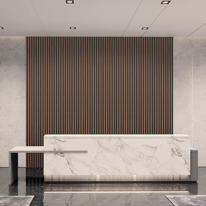 Art3d 8-Pack WPC Wood Slat Wall Panel for Interior Décor, 3D Wood Fluted Acoustic Wall Paneling for Living Room Bedroom Home & Office Accent Decor - 96 x 6 Inch Walnut