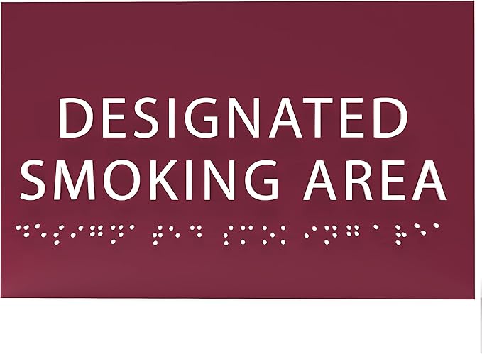 6" X4" Designated Smoking Area Sign - ADA Compliant Tactile Graphics Grade 2 Braille Text | Smoking Permitted Wall Signs for Offices, Private Businesses, Schools, and Restaurants