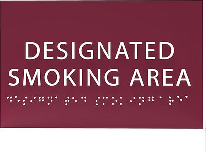 6" X4" Designated Smoking Area Sign - ADA Compliant Tactile Graphics Grade 2 Braille Text | Smoking Permitted Wall Signs for Offices, Private Businesses, Schools, and Restaurants