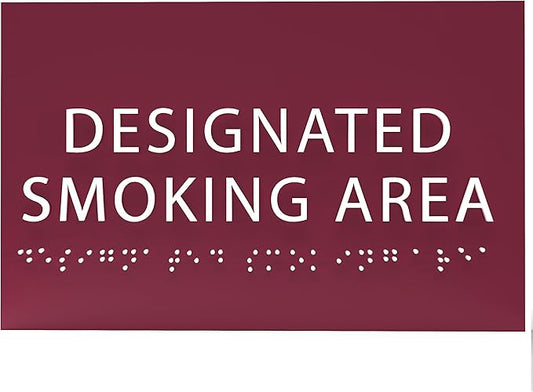 6" X4" Designated Smoking Area Sign - ADA Compliant Tactile Graphics Grade 2 Braille Text | Smoking Permitted Wall Signs for Offices, Private Businesses, Schools, and Restaurants