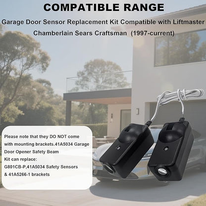 41A5034 Garage Safety Sensor Kit,Compatible with Liftmaster Chamberlain Craftsman Garage Door Sensor for 41A5034 G801CB-P, Garage Door Sensors Replacement (1997-current)