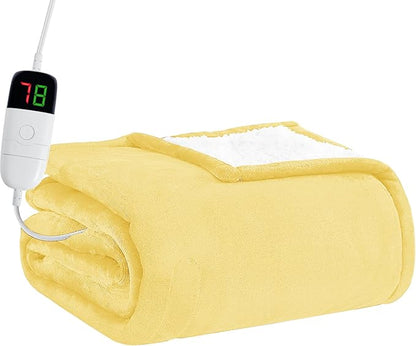 BOMOVA Heated Electric Blanket Twin Size - 62" x 84" Heating Blanket with 10 Heating Levels & 8 Hours Auto Off, Warm Flannel Blanket, Christmas Birthday Gifts for Women