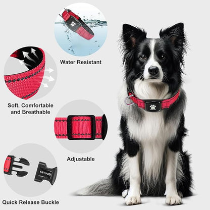 GPS Dog Collar Tracker 2-in-1,Reflective Waterproof Pet Collar,iOS-Only,No Monthly Fees,Unlimited Range,Ideal for Dog Tracking pet Tracker,for Small Dogs(S (12.6"-16.5" Width:0.78"), Red)