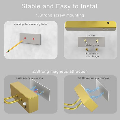 PAIHOME Picture Light for Wall Battery Operated, Rechargeable Picture Light with Smart Motion Sensor, Remote Dimmable & Timer, ‌16in Gold Wireless Art Lighting for Paintings Canvas Gallery Portraits