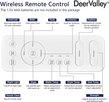 DeerValley Smart Toilet, One Piece Tankless Toilet with Bidet Built in Smart Toilet with 1.28GPF Auto Flush, Foot Kick, Blackout Flush, Warm Water, Heated Seat, Remote Control