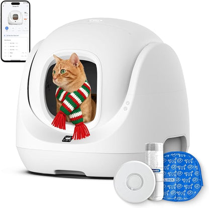 CATLINK Self Cleaning Litter Box, Pinch-Free Safety Protection, Automatic Litter Box AI-Powered Health Monitor, Multi-Cat Recognition, Extra Large Interior Space, Suits for Beginner
