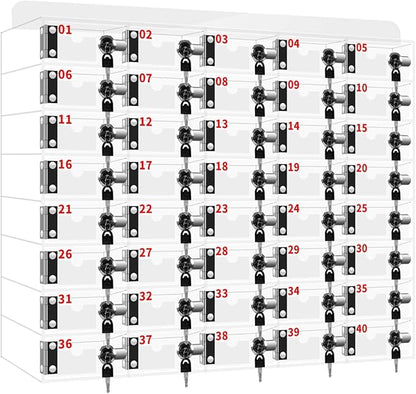 Cell Phone Storage Locker 40 Slots Acrylic Material with Door Locks and Keys, Wall-Mounted Cell Phone Storage Cabinet for Office Classroom Gym Firms, Lockers for Storage, Clear (40 Slots)
