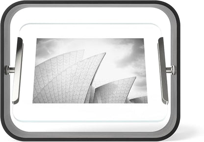 Umbra Bellwood 5x7 Desk Picture Frame with Bent Wood Trim and Two-Sided Rotating Display, Black