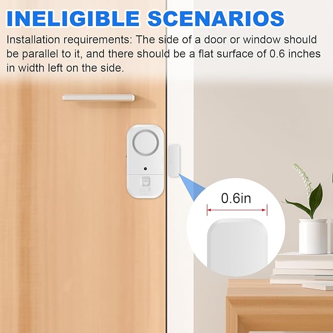 Door Window Alarm Sensors - Door Alarms for Kids Safety, Door Alarms for Home Security, for Home, Office, Store, Garage, Dorm Room, Apartment, RV, White, 6 Pack