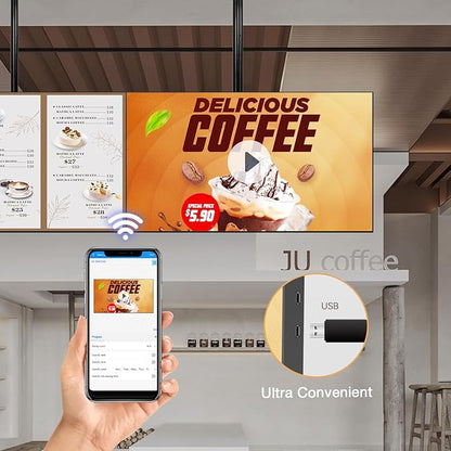 85inch Ultra-Slim Bezel-Less Digital Signage Display 4K HD 700 Nits Wall-Mountable Digital Signage Monitor 4+64G Android System HDMI Connectivity Ideal For Wayfinding Advertisingand More