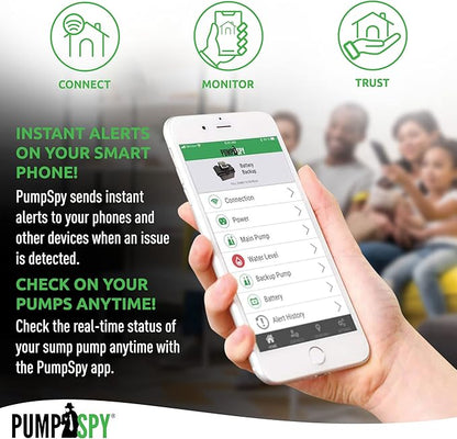 PumpSpy PS2000 WiFi Battery Backup Sump Pump System w/Internet Monitoring & Alerts, Sump Pump Battery Backup That Connects to 24/7 Remote Monitoring Service, Compatible w/PumpSpy App