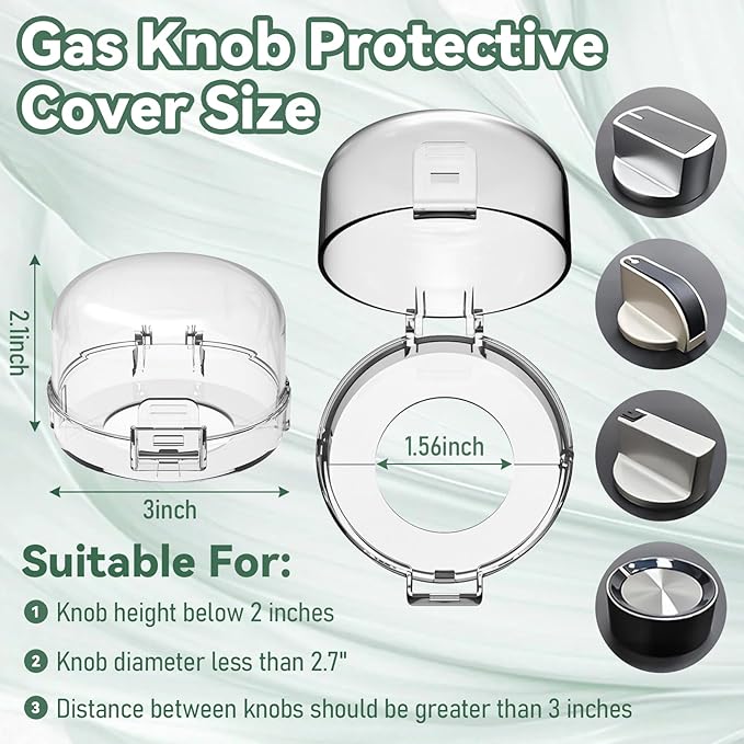 Child Safety Stove Knob Covers Fits knobs Under 1.56 inches in Diameter and 2.1 inches in Height Waterproof, Oil-Resistant, and Heat-Resistant (5-Pack)