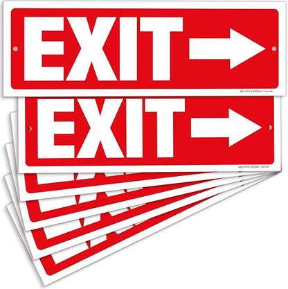 iSYFIX Exit Signs - 6 Pack 12x4 Inch Directional Arrow Signs, 40 mil Polystyrene Plastic, UV Laminated, Scratch & Fade Resistant, Waterproof - Ideal for Office, Theater, School, Business