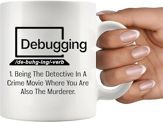 Panvola Debugging Funny Quote Coffee Mug for Programmer Computer Programming Engineering Coder IT Ceramic Cup (11 oz)