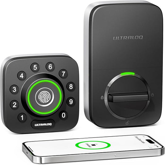 ULTRALOQ Smart Lock U-Bolt Pro, 7-in-1 Fingerprint Keyless Entry Door Lock with App Control, Anti-peep Keypad, Auto Lock, Smart Deadbolt Front Door, IP65 Waterproof, Easy Installation, 1 Year Battery
