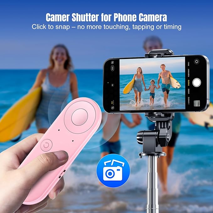 Phone Remote Controller - Bluetooth Remote for iPhone with Air Mouse Control, TikTok Scrolling Ring, Bluetooth Page Turner, Camera & Music Remote, YouTube & Instagram, iOS&Android, Pink