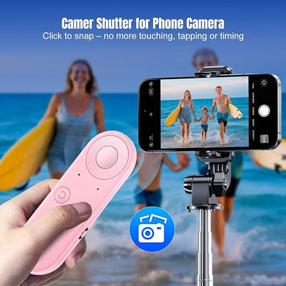Phone Remote Controller - Bluetooth Remote for iPhone with Air Mouse Control, TikTok Scrolling Ring, Bluetooth Page Turner, Camera & Music Remote, YouTube & Instagram, iOS&Android, Pink
