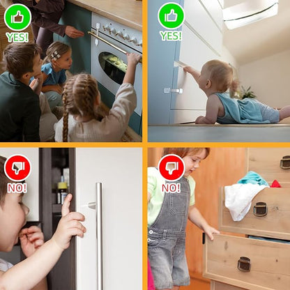 10-Pack Child Safety Cabinet Locks，Adjustable No Drilling Baby Proofing Strap Latches for Drawers,Cupboard,Cabinets,Fridge,Toilet Seat,Door,Closet–No Tool Easy 3M Adhesive Installation