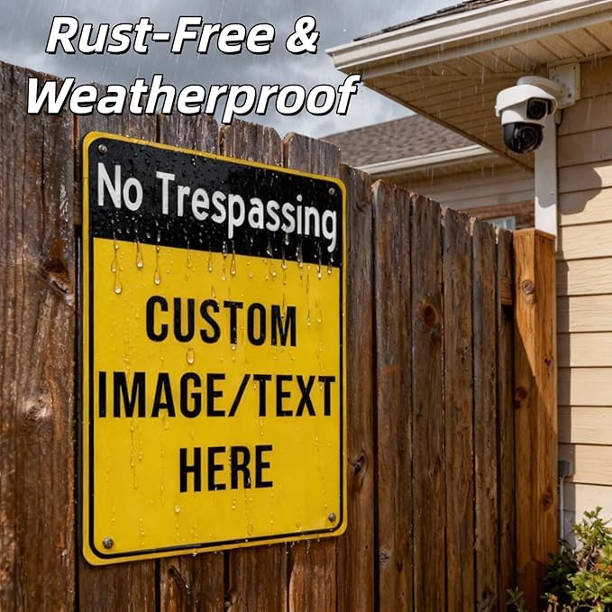 Custom No Trespassing Sign –15x20 Inch Private Property Outdoor Aluminum Sign, Rust-Free, Weatherproof, Reflective Option, Glow-in-the-Dark, Single/Double Sided
