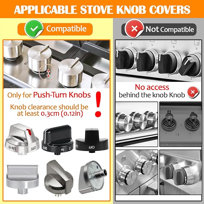 Stove Knob Covers for Child Safety (5 Pack), Stove Knob Safety Covers, Childproof Oven Lock Knob Covers with Adhesive, Prevent Kids-Pets from Gas Stove Knob Locks, Heat-Resistant Upgraded-Clear