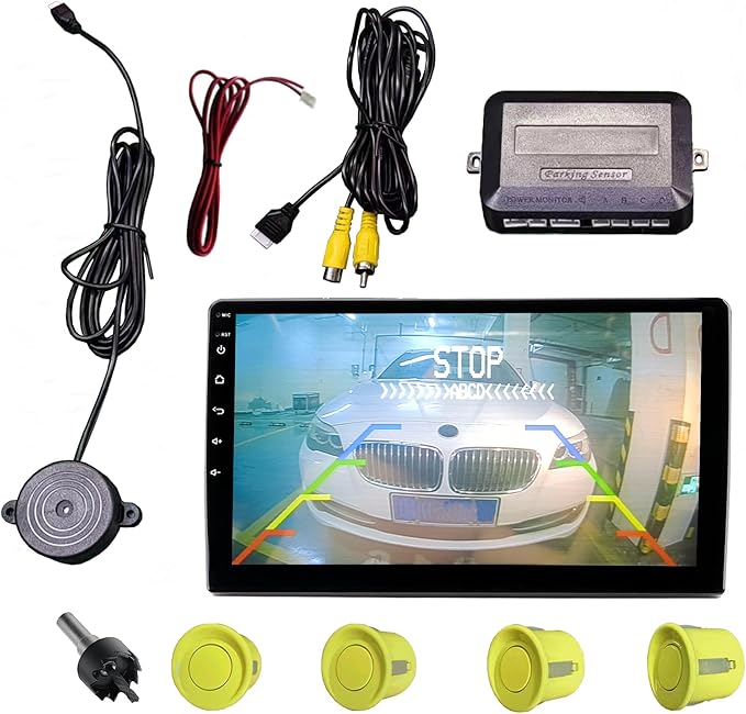 LCD Parking Sensor Kit - Displays Data on Original Screen, Easy Rear Installation, Compatible with All Camera Formats (AHD, CVBS), 18 Probe Colors to Match Any Vehicle