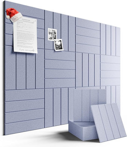 Large Felt Bulletin Board 48" x 36" Cork Board Alternative-12 Pack with 70 Safe Removable Adhesive Tabs, Cork Boards for Walls for Home Office Classroom Pin Board (Soft Periwinkle)