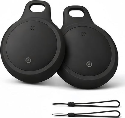 Bluetooth Tracker for Keys, Luggage & Pets – Smart Finder Compatible with iOS & Android, No Monthly Fee, Item Locator by BlissfulTails(2 Pack, Black)