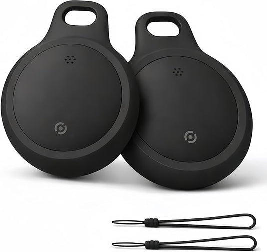 Bluetooth Tracker for Keys, Luggage & Pets – Smart Finder Compatible with iOS & Android, No Monthly Fee, Item Locator by BlissfulTails(2 Pack, Black)