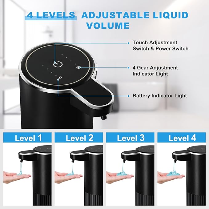 Automatic Soap Dispenser, 2 Pack Black and White Touchless Liquid Soap Dispensers for Bathroom, 13.5 Fl Oz Plastic Electric Auto Dish Soap Dispenser Wall Mount for Kithcen