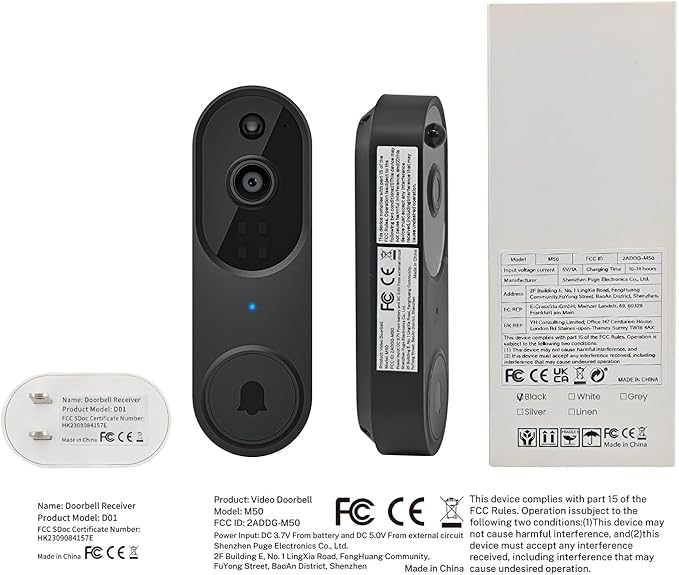 1080p Video Doorbell Camera Wireless with Chime, AI Human Detection, 2-Way Audio, FHD Live View, Wire-Free, Night Vision, Cloud Storage, Battery Powered, Indoor Outdoor Surveillance (Black)