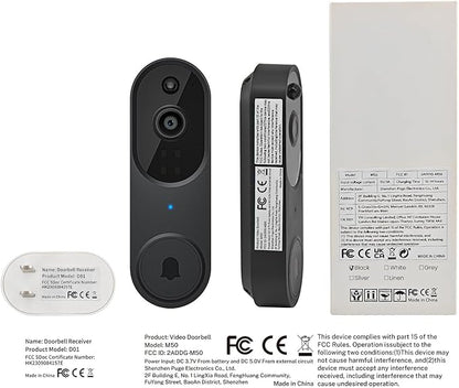 1080p Video Doorbell Camera Wireless with Chime, AI Human Detection, 2-Way Audio, FHD Live View, Wire-Free, Night Vision, Cloud Storage, Battery Powered, Indoor Outdoor Surveillance (Black)