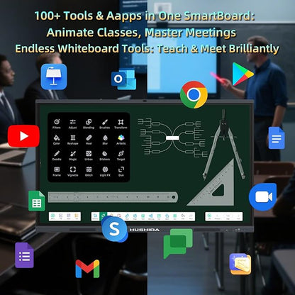 75" Smart Board Google EDLA-Certified 4K Interactive Whiteboard SmartBoard for Classroom & Office Business, Android 14 Touchscreen with 13MP AI Camera 8G RAM+64G ROM, 40-Points, Wall Mount Included