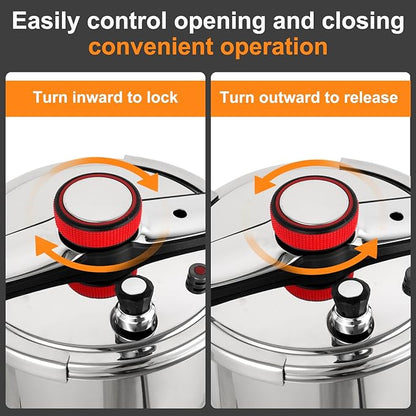 Pressure Cooker 12 QT, Stainess Steel Pressure Canner 12 Quart, Explosion-Proof Cookware, Rotating Lock/Unlock Lid, One-handed lid opening, Thickened Silicone Ring And Anti-scald Handle, Silver