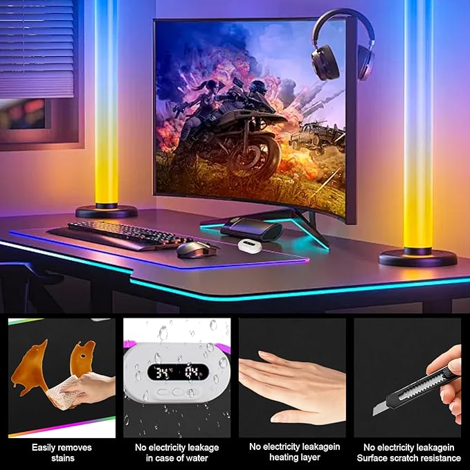 Heated Mouse Pad - Warm Mouse Pad - 6-Level Temperature Adjustment, Smart Temperature Control, LED Gaming Mouse Pad, 8-Hour Timer with Auto Shut-Off,31.5 x 15.7 inches